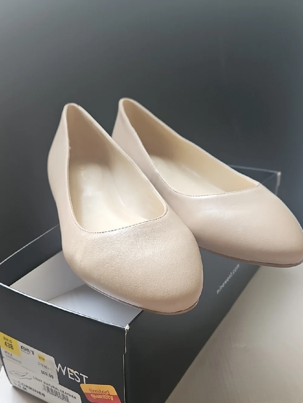 Nine West Light Beige Leather Ballet Flats